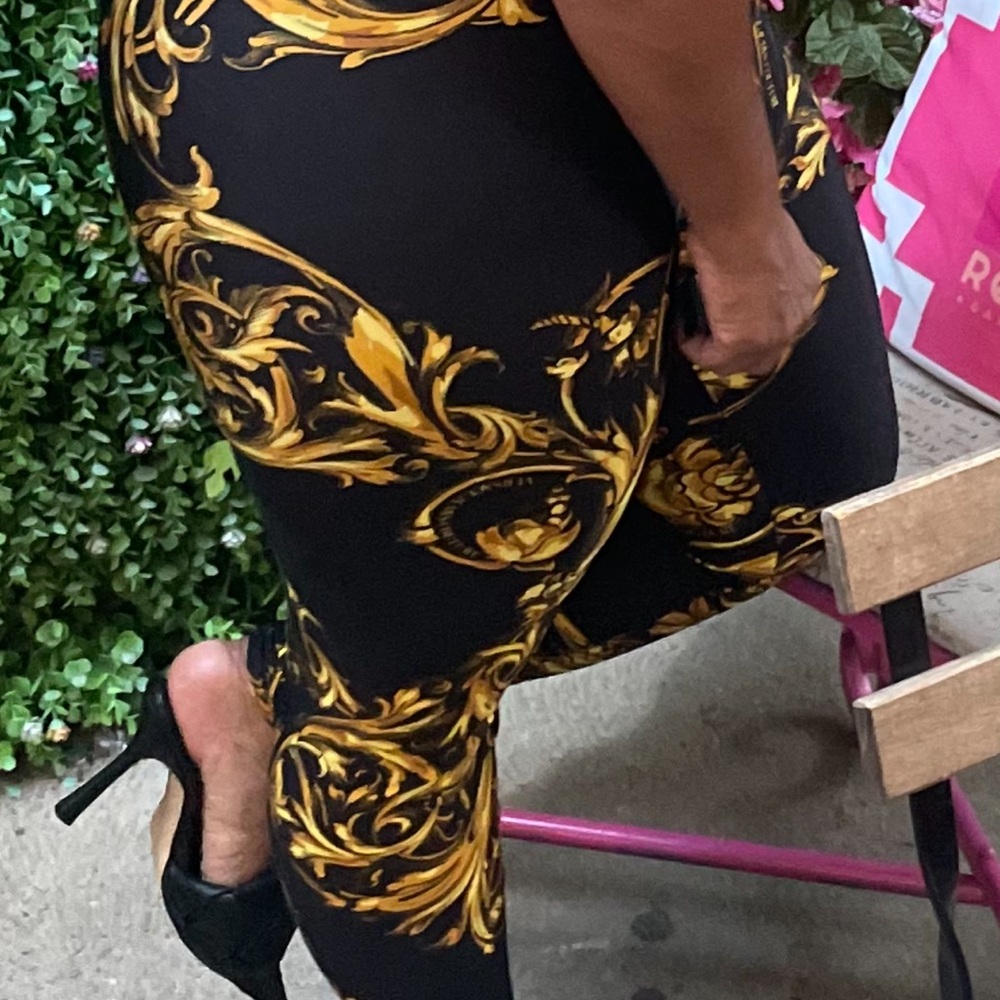 Versace Jeans Couture Black and Gold Women's Leggings